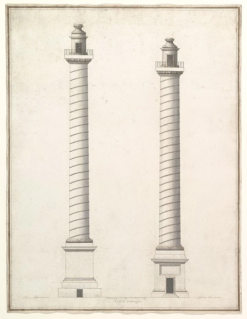 Elevazione della Colonna di Antonino Pio e Elevazione della Colonna di Traiano